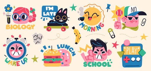 Back to school collection of characters and elements. Vector