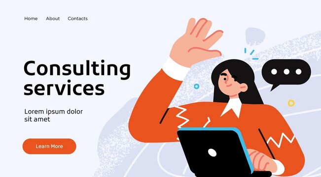 Professionals customer support service. Landing page template design. Modern flat design concept of web page design for website. Vector