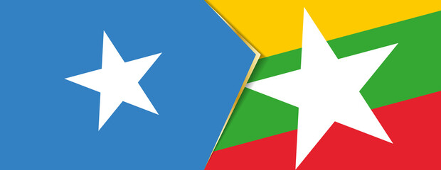Somalia and Myanmar flags, two vector flags.