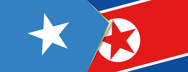 Somalia and North Korea flags, two vector flags.