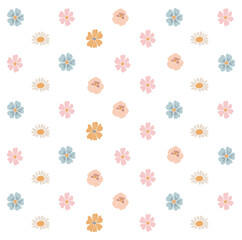 Abstract spring flowers set, boho flowers set, Easter spring decoration, traditional Easter elements, Happy Easter vector pattern