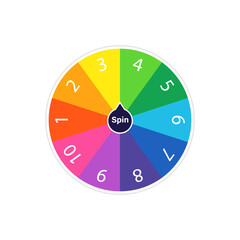 1-10 Random number generator wheel icon. Clipart image isolated on white background
