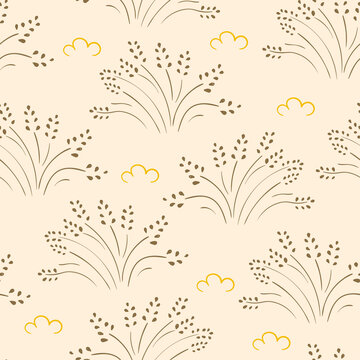 Decorative floral seamless pattern in minimalistic style. Flower repeated texture for stylish fabric design or wrapping paper.