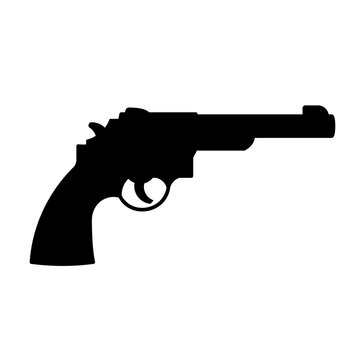 6 shooter gun silhouette icon . Clipart image isolated on white background