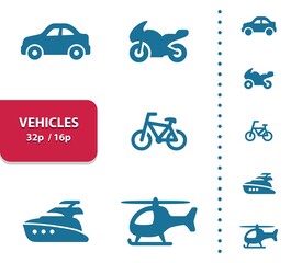 Vehicles, Transport, Transportation Icons