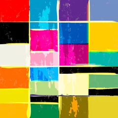 Foto op Aluminium abstract colorful background pattern, with squares, lines, paint strokes and splashes, design template © Kirsten Hinte