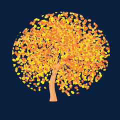 Fall tree background, vector. Thanksgiving seasonal greeting card	
