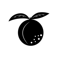 Single drawn whole peach with leaf. Trend line art graphic design vector illustration