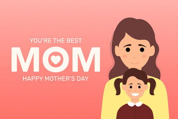 Mother's day greeting card vector illustration.Usable for Banners, posters, cover design template, social media template.