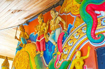 The sculptures at the entrance to Dematamal shrine, Okkampitiya, Sri Lanka