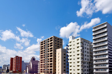 マンション　Residential area in Japan. Condominium, Apartment building.