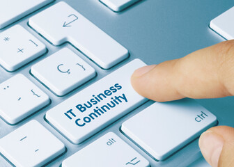 IT Business Continuity - Inscription on Blue Keyboard Key.