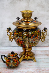 Russian electric samovar with a pot for brewing tea