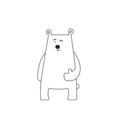 Outline drawing for coloring. white bear cub on a transparent background.