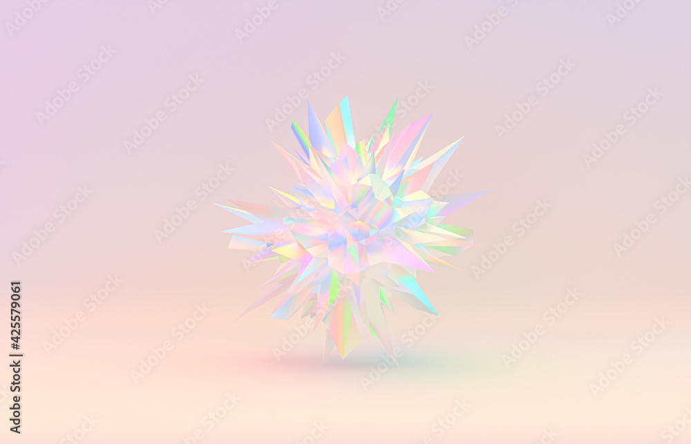 Aufkleber abstract geometric crystal background, iridescent texture, faceted gem. 3d rendering.