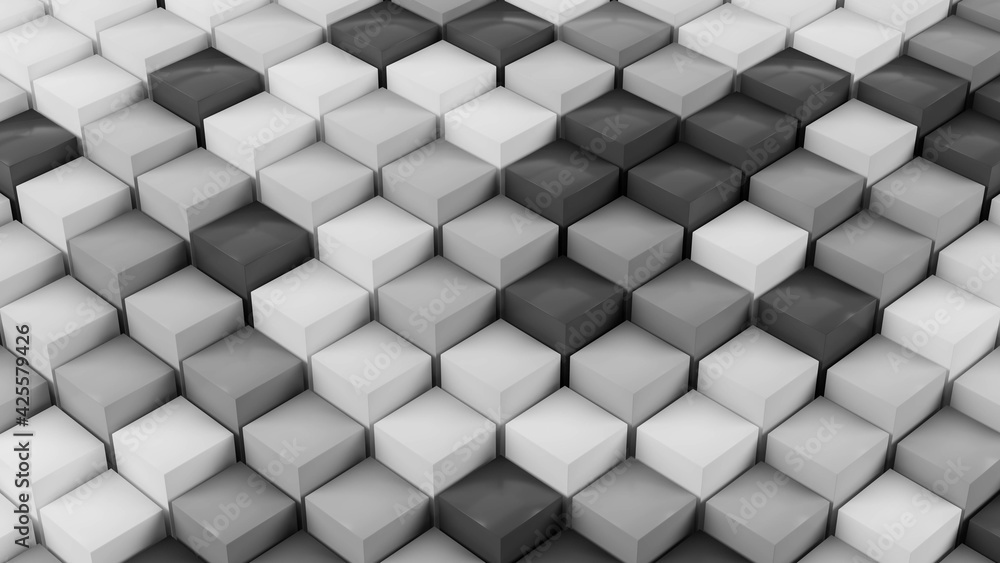 Aufkleber abstract white cube geometry wave pattern motion ,clean 3d rendering minimal object ripple displacem