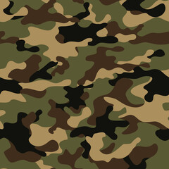 Camouflage pattern background seamless vector illustration. Military fashionable abstract geometric texture © Sanvel