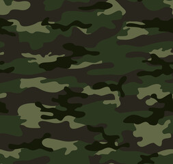 Fototapeta premium Camouflage green pattern seamless, vector illustration. Army background
