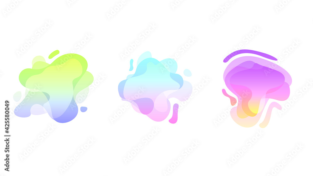 Poster abstract set liquid color collection geometric shapes fluid gradient dynamic elements banner logo ve