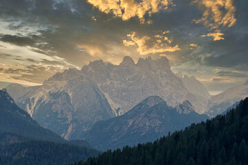 Beautiful Dolomite Mountains near Misurina Mountain Lake.