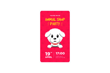 dog party invitation animal pet shop
