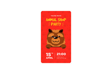 dog party invitation animal pet shop