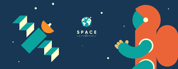 Space. Cosmos. Vector illustrations. Simple flat illustrations about space and the science of the universe.Wallpaper, poster, cover. © Molibdenis-Studio