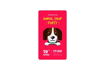dog party invitation animal pet shop