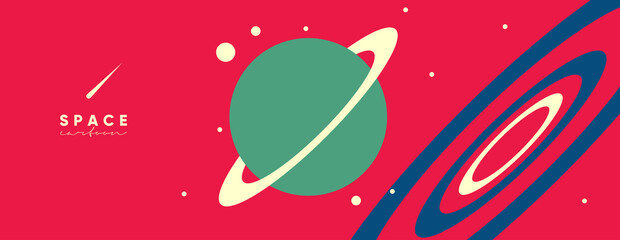 Space. Cosmos. Vector illustrations. Simple flat illustrations about space and the science of the universe.Wallpaper, poster, cover. © Molibdenis-Studio