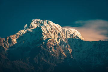 Fototapeta premium Annapurna snowcapped peak in the Himalaya mountains, Nepal