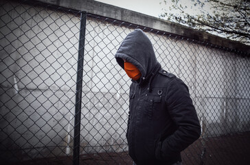 Young street gang with mask