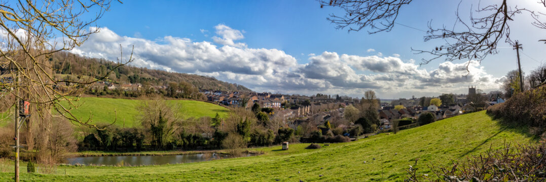 Panoramic view of Wotton Under Edge, The Cotswolds, Gloucestershire, United Kingdom
