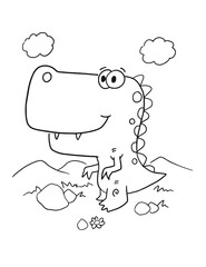 Cute Dinosaur Coloring Book Page Vector Illustration Art