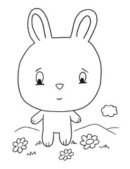 Cute Bunny Rabbit Vector Illustration Coloring Book Page Art