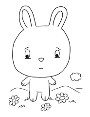 Gordijnen Schattig konijntje konijn vectorillustratie kleurboek pagina kunst © Blue Foliage