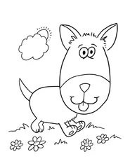 Gordijnen Schattige puppy hond kleurboek pagina vectorillustratie kunst © Blue Foliage