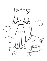 Cute Cat Kitten Coloring Book Page Vector Illustration Art