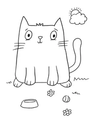 Foto op Plexiglas Cute Kitten Cat Coloring Book Page Vector Illustratie Art © Blue Foliage