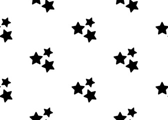 Black stars on a white background. Seamless texture. For wrapping paper, and fabric.