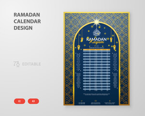 Ramadan schedule or calendar iftar Prayer times