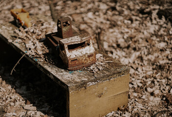 Abandoned kindergarten in Chernobyl Exclusion Zone. Lost toys