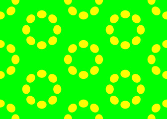 Yellow circles on a green background. ... Seamless texture. For wrapping paper, and fabric.