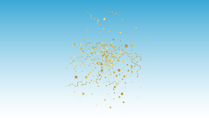 Golden Confetti Celebrate Vector Blue Background.