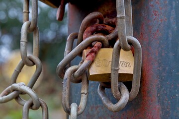 Padlock and Chain with rust