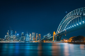 Sydney harbour bridge at night