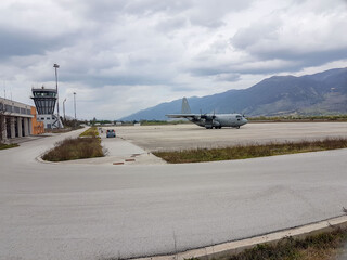 airplane plane c-130 military in ioannina airport greece