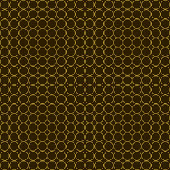 Gold circles on brown background, Seamless Pattern. Endless Texture With Many Round Shapes.