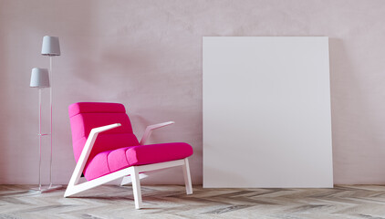Pink chair in a room