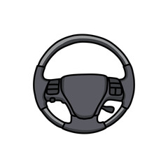 steering wheel doodle icon, vector color illustration