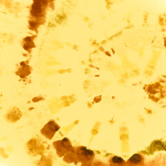 Tie Dye Spiral Background. Yellow Artistic